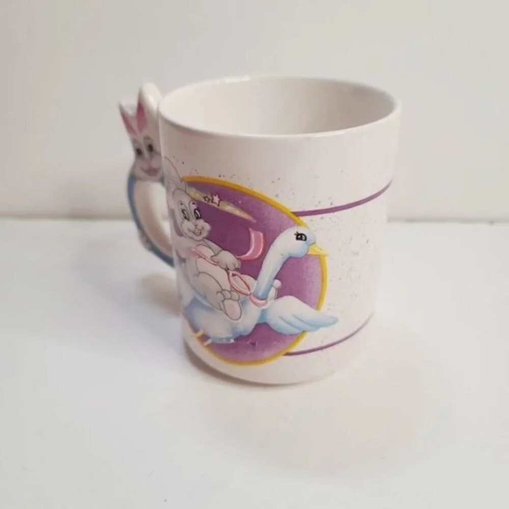 Vintage Kitsch Psychedelic Bunny Rabbit Kawaii Bunny Handle Quirky Coffee Mug